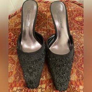 Sequined heeled mule